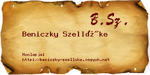 Beniczky Szellőke névjegykártya